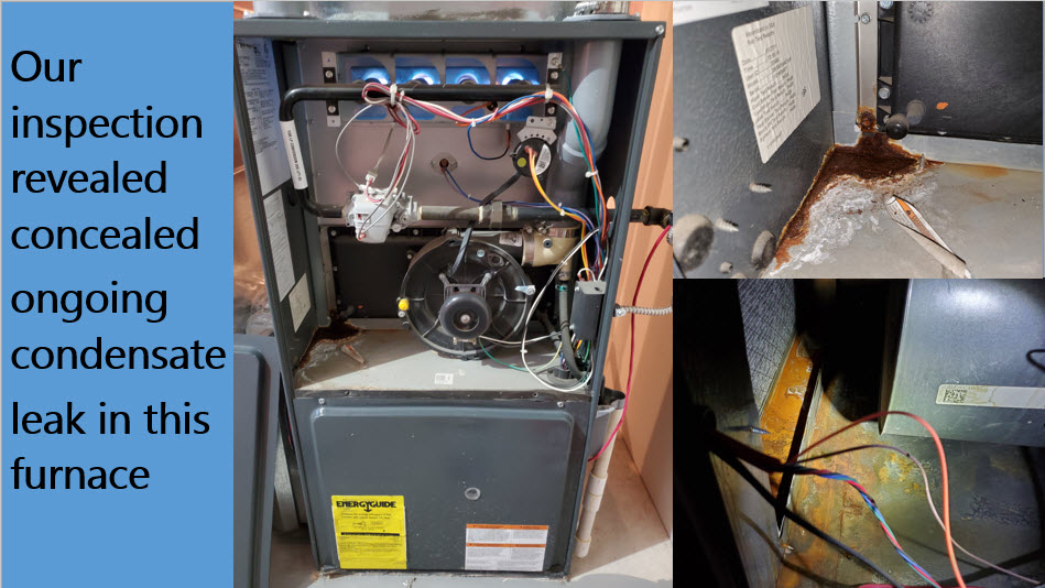 Furnace Leak inspection by certified home inspector